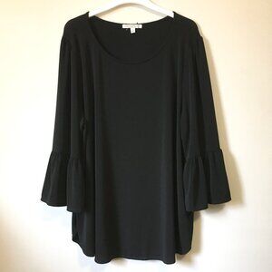 Green Envelope USA Made Witchy Black Bell Sleeve Whimsigoth Top EUC 3X